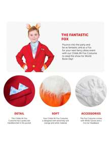 Mr. Fox Costume – Stylish Orange Suit With Tail, Storybook Character Outfit For World Book Day, Fancy Dress, Themed Parties, Cosplay, And Halloween - Red , Orange , White - View 2