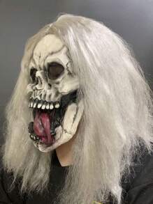 1pc Horror Devil Monster Scary Funny Latex Skeleton Tongue Out Mask For Masquerade Party Performance - Multicolor - View 1