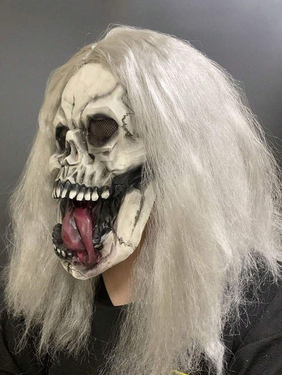 1pc Horror Devil Monster Scary Funny Latex Skeleton Tongue Out Mask For Masquerade Party Performance - Multicolor - View 1