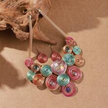 手工制作夸张多层波西米亚风欧美中东韩版晚宴假日铝线树脂亚克力女士项链耳环 - 彩色 - 查看 13