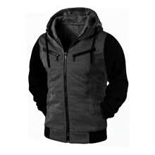 Men Zip-Up Hoodies - Màu xám đen - Xem 1