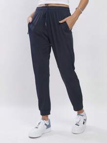 WOMEN'S PANTS, ELASTIC SPORTY - Azul lavado medio - Ver 2