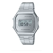 Relógio Feminino Retrô Digital Led Vintage Prata fundo Branco Moda WR