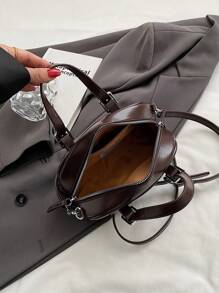 1 件，（8.2 英寸 * 5.5 英寸 * 2.3 英寸）单肩包/斜挎包，手提包，PU 材质防刮，小巧可爱，时尚手提包，手机包，口红包，可调节肩带单肩包/斜挎包，适合女性日常外出和约会，优雅简约休闲女士手提包 - 棕色 - 查看 8