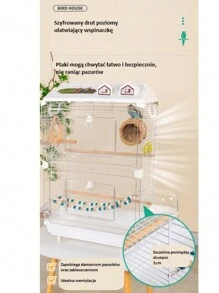 Transparent Bird Cage With Tiger Pattern, Large Aviary Cage For Parrot, Phoenix, Bulbul, Finch Observation - Grey - View 8