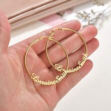 Brincos Personalizados de Aço Inoxidável com Nome, Brincos de Identificação de Monograma Inicial, Presente de Formatura para Melhores Amigas, Presente de Joias para Mulheres, Estilo Minimalista, Aço Inoxidável Banhado a Ouro 18K Personalizado com Detalhe de Coração, Estilo Boêmio Elegante, Adequado para Festa e Feriado, Todas as Estações - Presente de Joias Personalizado e Estiloso