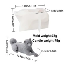 1 pieza Molde de silicona en 3D de un lindo gatito acurrucado durmiendo o cachorro de Corgi acostado, kit de manualidades de arte de resina de mascota para el hogar - Blanco - Ver 17