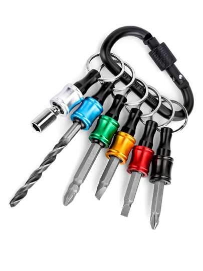 6 Pcs Bit Holder 1/4 Inch Hex Shank Screwdriver Bits Holder Extension Bar Keychain Screw Adapter Drill Change Hand Held Screwdrivers Drill Bits Holder Portable