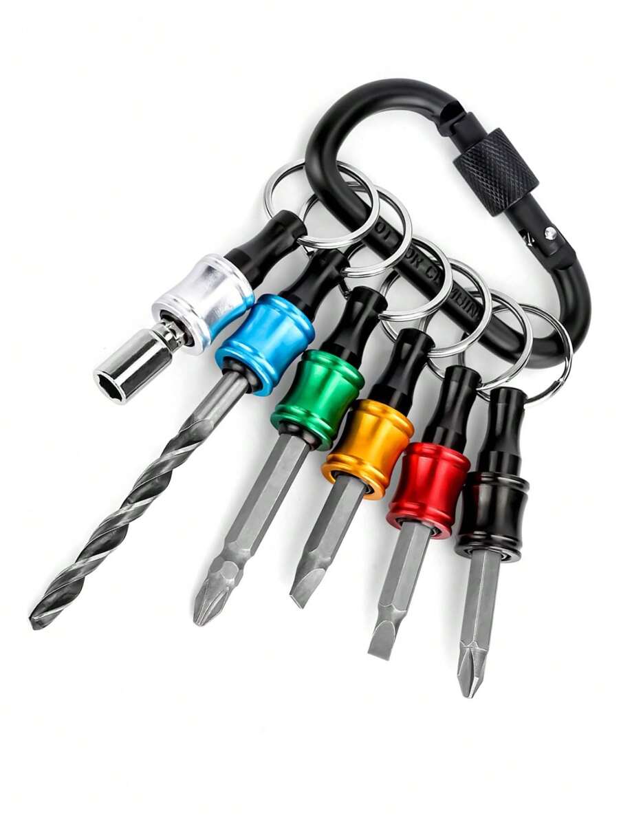 6 Pcs Bit Holder 1/4 Inch Hex Shank Screwdriver Bits Holder Extension Bar Keychain Screw Adapter Drill Change Hand Held Screwdrivers Drill Bits Holder Portable
