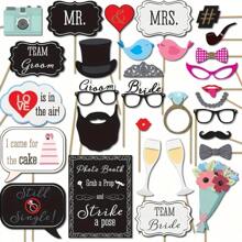 31 pièces Accessoires pour photomaton de mariage - Panneaux pour photomaton de enterrement de vie de jeune fille et douche de mariage, multicolore, convient pour mariage, remise de diplôme, anniversaire et événements de célébration - Décoration amusante et festive