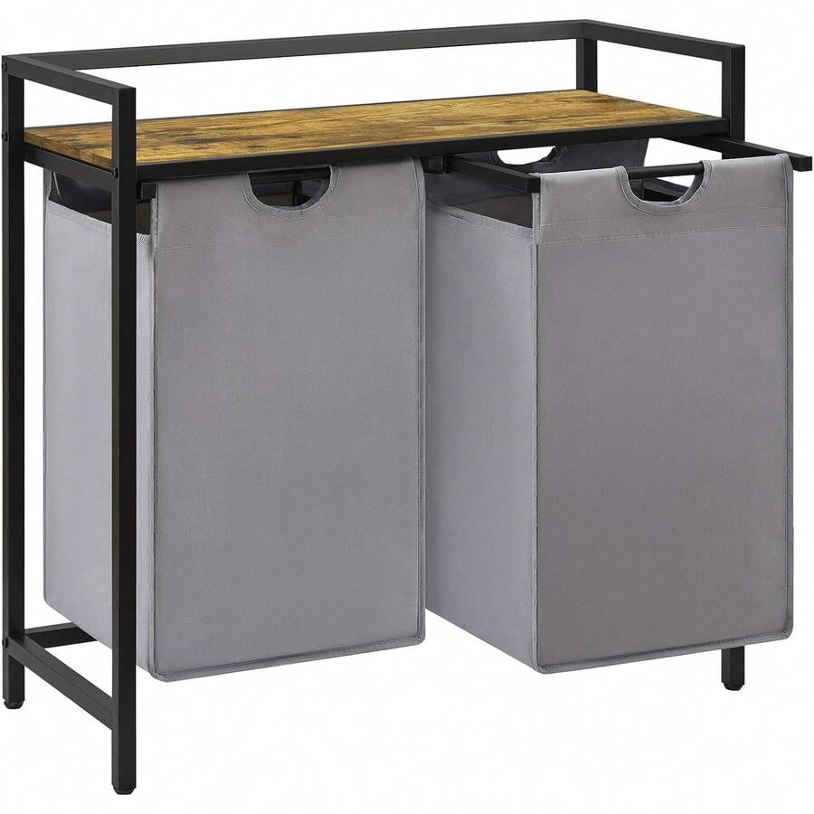 Cesto de Lavandería Lifewit de 3 Secciones, 120 L con Estante y Bolsas Extraíbles, Clasificador para Cuarto de Lavado, Dormitorio, Baño, o Dormitorio en Negro - Gris - Ver 1