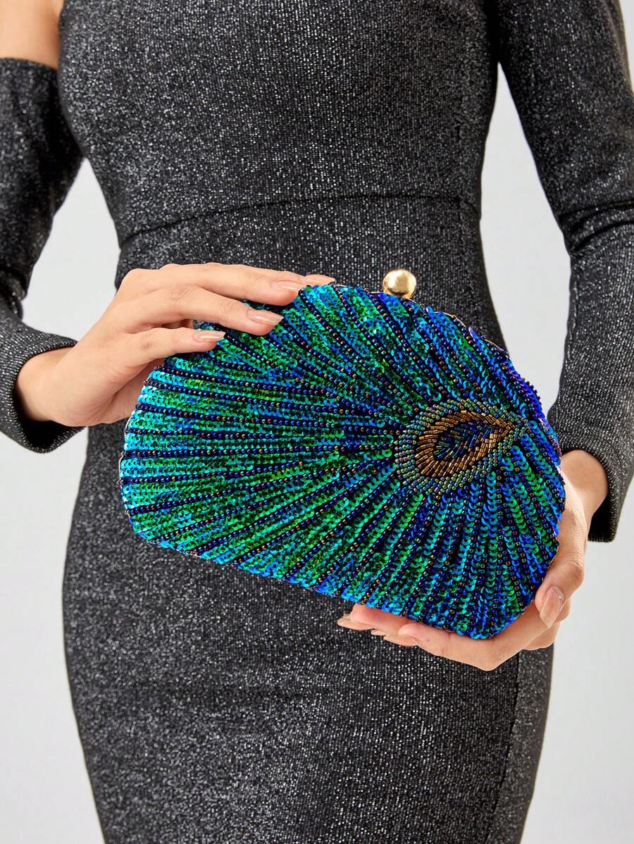 Túi hộp xích đính sequin lấp lánh, sang trọng, thanh lịch, tinh tế, sang trọng, phong cách, túi xách cô dâu hoàn hảo cho đám cưới, sự kiện vũ hội & tiệc tùng, túi đựng đồ ăn tối cho cô gái tiệc tùng, phụ nữ - Nhiều màu - Xem 1