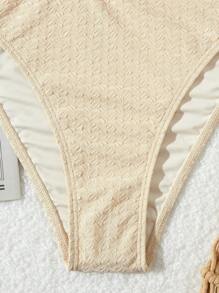 Solid Jacquard One Shoulder Women's One-Piece Sexy Swimsuit For Spring And Summer Vacation Bikini - Apricot - View 5