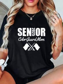 2025 Senior Color Guard Mom Flag Marching Band Parent Helper T-ShirtFashion Printing TshirtFashion Printing Tshirt