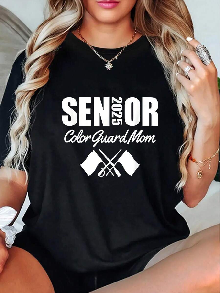 2025 Senior Color Guard Mom Flag Marching Band Parent Helper T-ShirtFashion Printing TshirtFashion Printing Tshirt