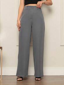 Tailored Palazzo Pants - Màu xám đen - Xem 3