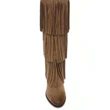 Steve Madden Women's Spur Fringe T Boots - 灰褐色絨面革 - 查看 2