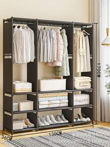 Closet Buildable Wardrobe Rack Bedroom Organization Closet Buildable With Dust-Repellent Fabric, Strong And High-Quality Structure - Practical And Aesthetic Design For Efficient Home Organization - Modular Closet Buildable With Strong Fabric - Black - View 5