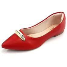 Women's Classic Metallic Almond Embellishment Total Comfort Flats - Red - View 3