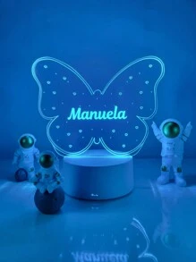 Luminária Borboleta Personalizada Presente Para Menina Bebê Batizado de Madrinha e Padrinho Batismo - Branco - Visão 10