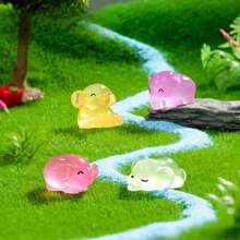 Juego de 4/8/24 adornos miniatura de elefantes, encantos de elefantes de resina que brillan en la oscuridad, pequeños juguetes de animales diminutos para hacer joyas, decoración de paisaje en miniatura, acuario (color aleatorio)