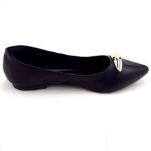 Women's Classic Metallic Almond Embellishment Total Comfort Flats - 黑色 - 查看 4