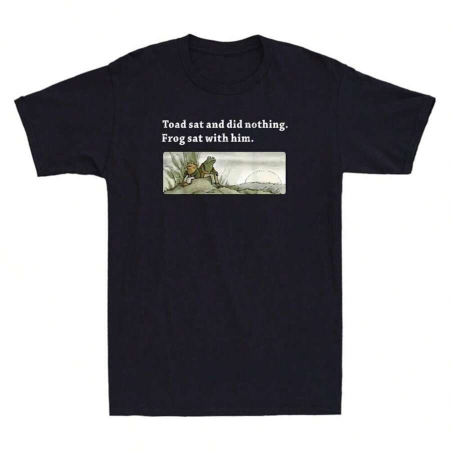 Toad Sat And Did Nothing Frog Sat With Him Funny Saying Vintage 's T-Shirt - Black - View 1