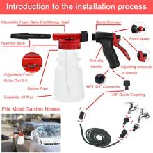 YILAIRIOU Car Wash Kit With Foam Gun - Car Wash Cleaning Kit With Wash Microfiber Sponge And Towels Tire Brush Collapsible Bucket Wash, Sprayers For Car Cleaning Gardens And Pets​ - 紅色 - 查看 2