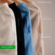 Men's Linen Shorts Plain Bermuda Premium Quality Mauricinho - White - View 3