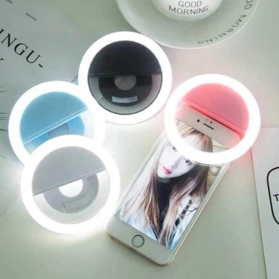 Portable Luminous Ring Mini Ring Light LED Selfie For Cell Phone With USB Cable Colors Sent Randomly - 彩色 - 查看 1