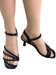 Rhinestone Glamorous Wedding Evening High Heels For Women - Black - View 2