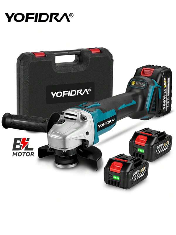 Yofidra Smerigliatrice angolare senza spazzole M14 da 125 mm Utensile elettrico per lucidatura a batteria a 4 velocità