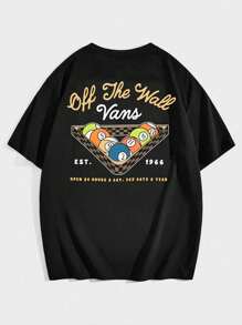 V4ns Off The Wall Unisex Men's Basic T-Shirt 100% Cotton Fabric Fashion Streetwear Skater - 黑色 - 查看 1