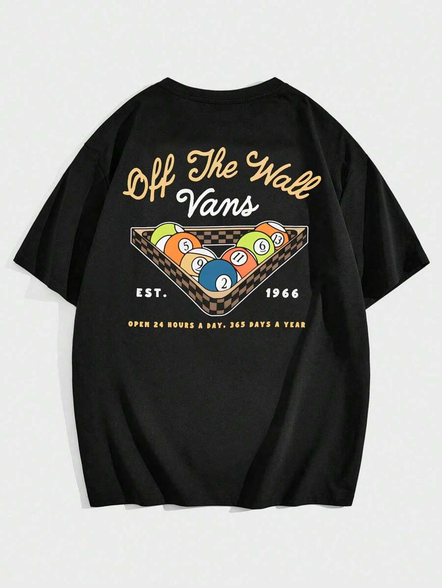 V4ns Off The Wall Unisex Men's Basic T-Shirt 100% Cotton Fabric Fashion Streetwear Skater - 黑色 - 查看 1