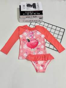 Long Sleeve Bikini + Panties UV Protection Kids Beachwear Beach Cover Up Baby Toddler Girl Mini Diva Blogger Model Summer Pool Photo Swimwear Swimming Costume