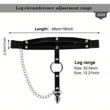 1 件女士 PU 皮革朋克风格链条和铆钉装饰吊袜带，时尚深色性感配饰，适合派对、舞蹈表演 - 黑色 - 查看 4