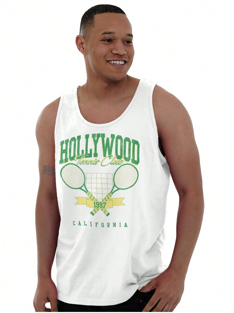 California Graphic Tank Top Cool Cute Vintage Retro  California Tennis Club 1997 Sports Poster Casual Everyday Cotton Printed Scoop Neck Sleeveless Tee Shirt
