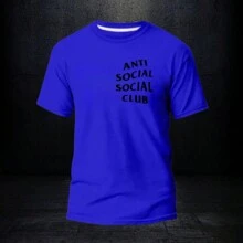 "Anti Social Club" T-Shirt 100% Cotton - Xanh đậm - Xem 1