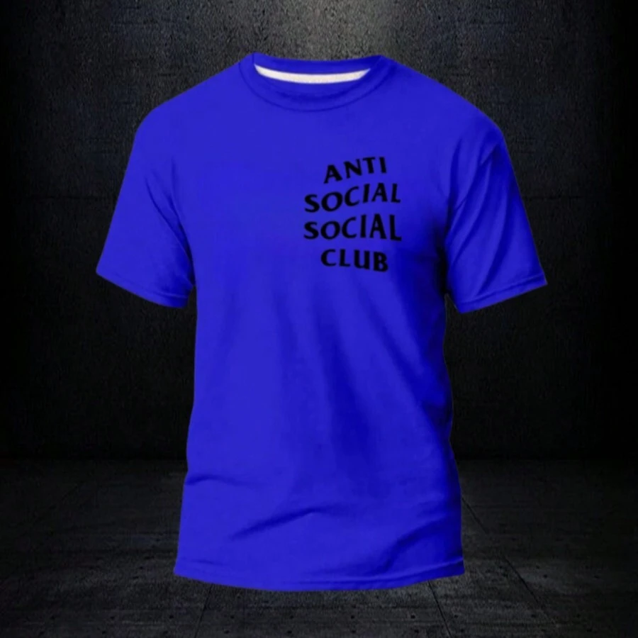 "Anti Social Club" T-Shirt 100% Cotton - Xanh đậm - Xem 1
