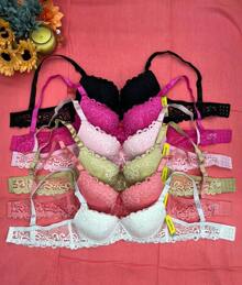 Set Of 6 Subtle Lace Bras, With Underwire, Sexy, CUP B