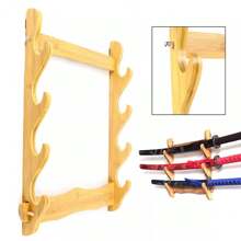 Aohuada 4 Tiers Wall Mounted Samurai Sword Holder Katana Stand Flute Display Stand RackRoom Decor - Wood - View 4