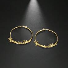 Brincos Personalizados de Aço Inoxidável com Nome, Brincos de Identificação de Monograma Inicial, Presente de Formatura para Melhores Amigas, Presente de Joias para Mulheres, Estilo Minimalista, Aço Inoxidável Banhado a Ouro 18K Personalizado com Detalhe de Coração, Estilo Boêmio Elegante, Adequado para Festa e Feriado, Todas as Estações - Presente de Joias Personalizado e Estiloso