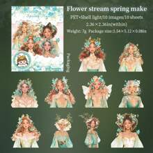 10pcs Girl's Spring Theme PET Stickers, Spring Flower Ambassador Series, Scrapbooking/Planner Decoration Sticker Pack,School Supplies,Back To School - Multicolor - View 15