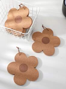 1pc Wooden Insulation Pad, Creative Flower Design Potholder For Dining Table Valentine DAY, Valentines Wedding, Birthday
