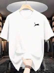 Men's Panther T-Shirt 100% Cotton Premium Mesh Shirt Casual Basic Printed Blouse Unisex New Arrival - trắng - Xem 1