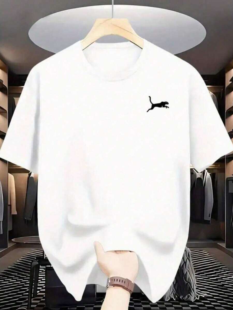 Men's Panther T-Shirt 100% Cotton Premium Mesh Shirt Casual Basic Printed Blouse Unisex New Arrival - trắng - Xem 1