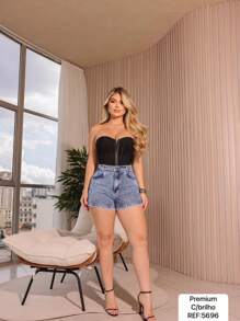 Shorts Feminino Jeans Premium 23 Graus C/ Brilho
