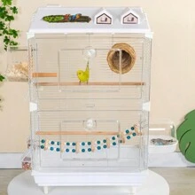 Transparent Bird Cage With Tiger Pattern, Large Aviary Cage For Parrot, Phoenix, Bulbul, Finch Observation - Grey - View 9