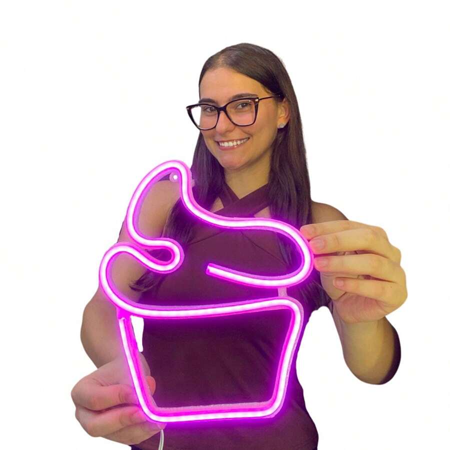 Luminária Parede Cupcake Neon Led Decoração Luz 110v-220v