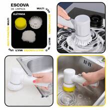 5 In 1 Cordless Electric Cleaning Brush Multipurpose Practical Cleaner For Kitchen Bathroom - 白色 - 查看 4
